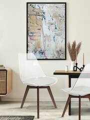Fusion Living Light Grey Soho Clear Plastic Dining Chair with Squared Light Dark Wood Leg Wood Legs - Image 1 of 6