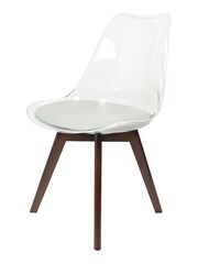 Fusion Living Light Grey Soho Clear Plastic Dining Chair with Squared Light Dark Wood Leg Wood Legs - Image 2 of 6