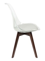 Fusion Living Light Grey Soho Clear Plastic Dining Chair with Squared Light Dark Wood Leg Wood Legs - Image 4 of 6