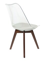 Fusion Living Light Grey Soho Clear Plastic Dining Chair with Squared Light Dark Wood Leg Wood Legs - Image 5 of 6