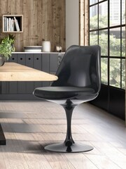 Fusion Living Black Faux Tulip Dining Chair with Luxurious Single Cushion - Image 1 of 6