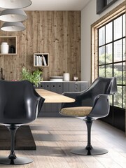 Fusion Living Beige Weave Tulip Set of 2 Armchair with Luxurious Cushion - Image 1 of 5