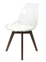 Fusion Living Vanilla Soho Clear Plastic Dining Chair with Squared Light Dark Wood Leg Wood Legs - Image 2 of 6