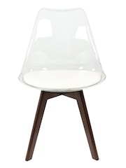 Fusion Living Vanilla Soho Clear Plastic Dining Chair with Squared Light Dark Wood Leg Wood Legs - Image 3 of 6