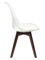 Fusion Living Vanilla Soho Clear Plastic Dining Chair with Squared Light Dark Wood Leg Wood Legs - Image 4 of 6
