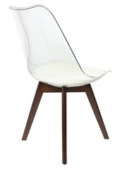 Fusion Living Vanilla Soho Clear Plastic Dining Chair with Squared Light Dark Wood Leg Wood Legs - Image 5 of 6
