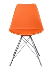 Fusion Living Orange Soho Plastic Dining Chair with Squared Light Wood Chrome Leg Legs - Image 2 of 6