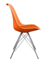 Fusion Living Orange Soho Plastic Dining Chair with Squared Light Wood Chrome Leg Legs - Image 3 of 6
