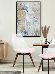 Fusion Living Blush Pink Soho Clear Plastic Dining Chair with Squared Light Dark Wood Leg Wood Legs - Image 1 of 6