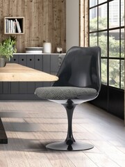 Fusion Living Light Grey Weave Tulip Dining Chair with Luxurious Single Cushion - Image 1 of 6