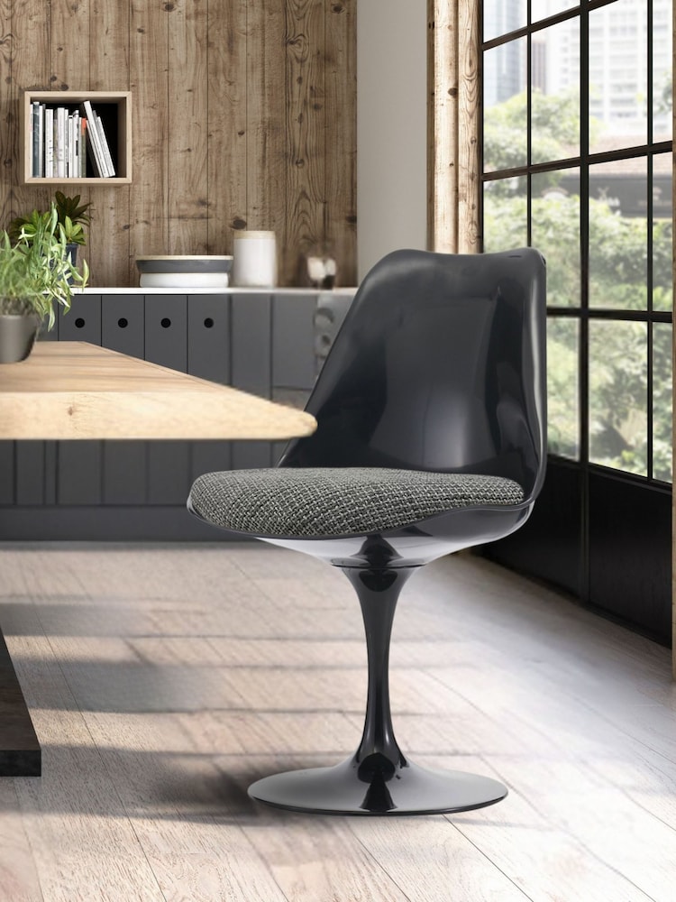 Fusion Living Light Grey Weave Tulip Dining Chair with Luxurious Single Cushion - Image 1 of 6