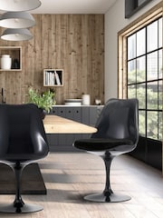 Fusion Living Black Tulip Dining Chair with Luxurious Set of 2 Cushion - Image 1 of 6