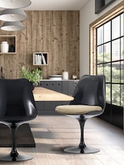Fusion Living Beige Tulip Dining Chair with Luxurious Set of 2 Cushion - Image 1 of 6