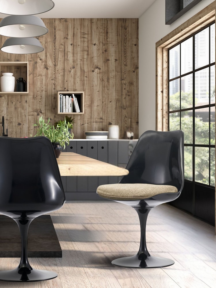 Fusion Living Beige Tulip Dining Chair with Luxurious Set of 2 Cushion - Image 1 of 6