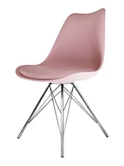 Fusion Living Blush Pink Soho Plastic Dining Chair Chrome Leg Set of 2 - Image 2 of 6