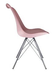 Fusion Living Blush Pink Soho Plastic Dining Chair Chrome Leg Set of 2 - Image 3 of 6