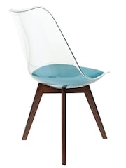 Fusion Living Teal Soho Clear Plastic Dining Chair with Squared Light Dark Wood Leg Wood Legs - Image 5 of 6