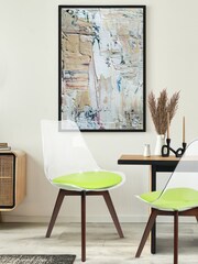 Fusion Living Green Soho Clear Plastic Dining Chair with Squared Light Dark Wood Leg Wood Legs - Image 1 of 6