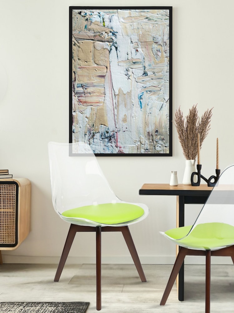 Fusion Living Green Soho Clear Plastic Dining Chair with Squared Light Dark Wood Leg Wood Legs - Image 1 of 6
