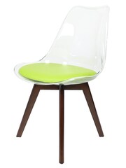 Fusion Living Green Soho Clear Plastic Dining Chair with Squared Light Dark Wood Leg Wood Legs - Image 2 of 6