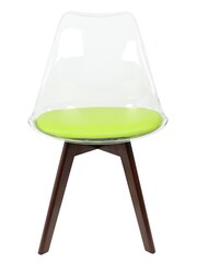 Fusion Living Green Soho Clear Plastic Dining Chair with Squared Light Dark Wood Leg Wood Legs - Image 3 of 6
