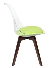 Fusion Living Green Soho Clear Plastic Dining Chair with Squared Light Dark Wood Leg Wood Legs - Image 4 of 6