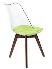 Fusion Living Green Soho Clear Plastic Dining Chair with Squared Light Dark Wood Leg Wood Legs - Image 5 of 6