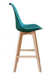 Fusion Living Teal Soho Plastic Bar Stool with Dark Wood Legs - Image 4 of 6
