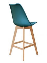 Fusion Living Teal Soho Plastic Bar Stool with Dark Wood Legs - Image 5 of 6