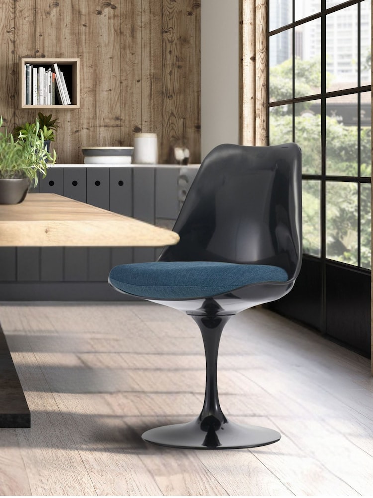 Fusion Living Navy Tulip Dining Chair with Luxurious Single Cushion - Image 1 of 6