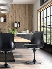 Fusion Living Black Faux Tulip Dining Chair with Luxurious Set of 2 Cushion - Image 1 of 6