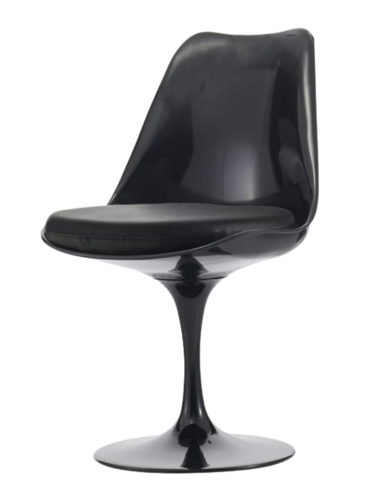 Fusion Living Black Faux Tulip Dining Chair with Luxurious Set of 2 Cushion - Image 2 of 6