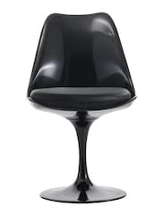Fusion Living Black Faux Tulip Dining Chair with Luxurious Set of 2 Cushion - Image 3 of 6