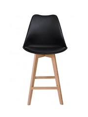 Fusion Living Black Soho Plastic Bar Stool with Dark Wood Legs - Image 3 of 6