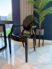 Fusion Living Black Ghost Style Plastic Louis Armchair - Image 1 of 6