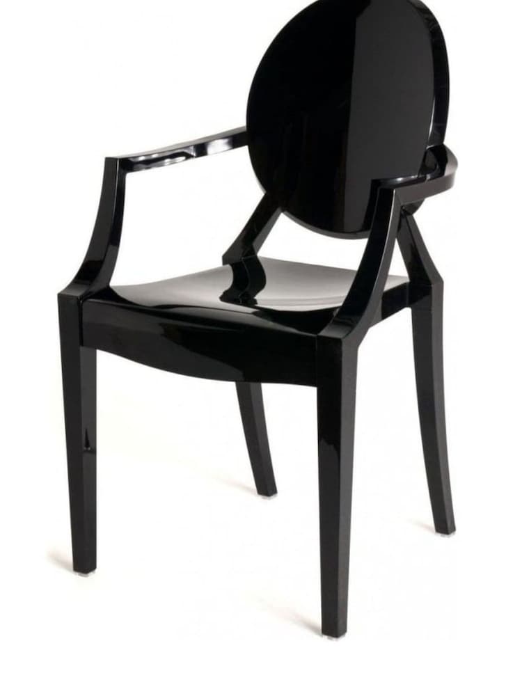 Fusion Living Black Ghost Style Plastic Louis Armchair - Image 2 of 6