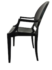 Fusion Living Black Ghost Style Plastic Louis Armchair - Image 3 of 6
