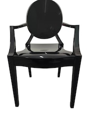 Fusion Living Black Ghost Style Plastic Louis Armchair - Image 4 of 6