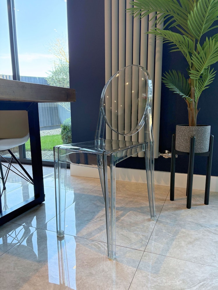 Fusion Living Grey Ghost Style Plastic Victoria Dining Chair - Image 1 of 6