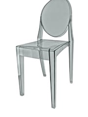 Fusion Living Grey Ghost Style Plastic Victoria Dining Chair - Image 2 of 6
