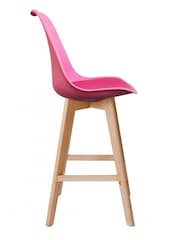 Fusion Living Bright Pink Soho Plastic Bar Stool with Dark Wood Legs - Image 4 of 6