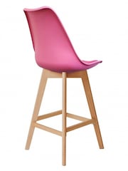 Fusion Living Bright Pink Soho Plastic Bar Stool with Dark Wood Legs - Image 5 of 6