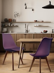 Fusion Living Aubergine Soho Plastic Dining Chair with Squared Light Wood Dark Wood Leg Legs - Image 1 of 6