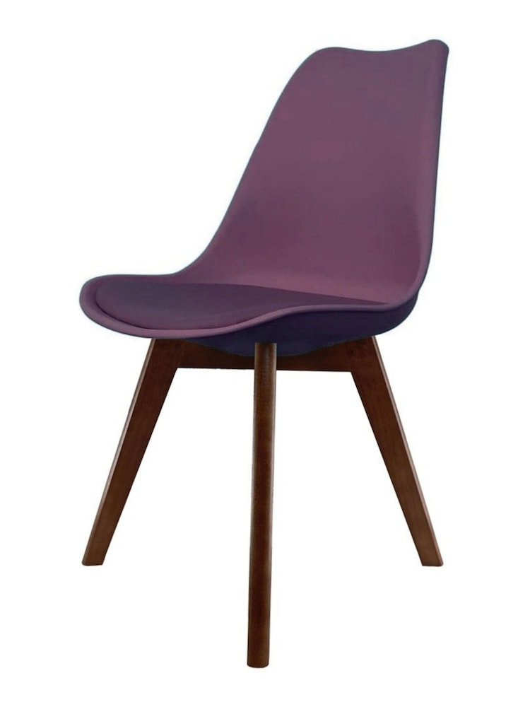 Fusion Living Aubergine Soho Plastic Dining Chair with Squared Light Wood Dark Wood Leg Legs - Image 2 of 6