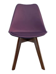 Fusion Living Aubergine Soho Plastic Dining Chair with Squared Light Wood Dark Wood Leg Legs - Image 3 of 6