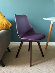 Fusion Living Aubergine Soho Plastic Dining Chair Dark Wood Leg Set of 2 - Image 7 of 8
