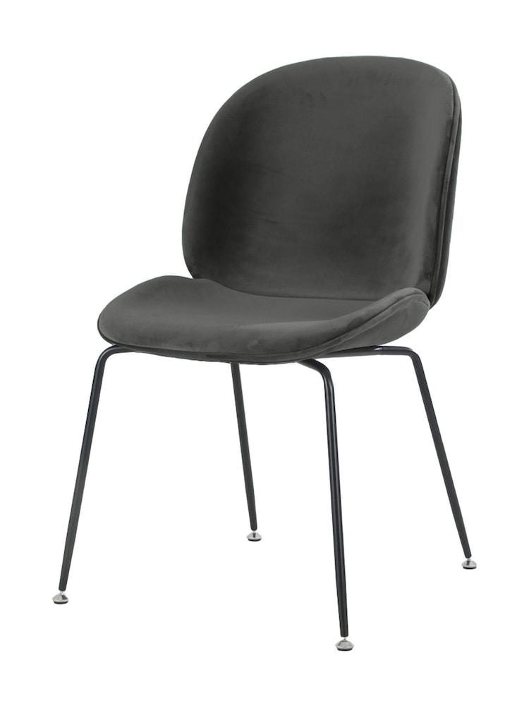 Fusion Living Dark Grey Luxurious Velvet Dining Chair - Image 2 of 6
