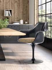 Fusion Living Beige Weave Tulip Single Armchair with Luxurious Cushion - Image 1 of 5