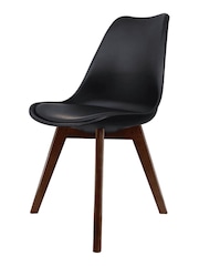 Fusion Living Black Soho Plastic Dining Chair with Squared Light Wood Dark Wood Leg Legs - Image 2 of 6