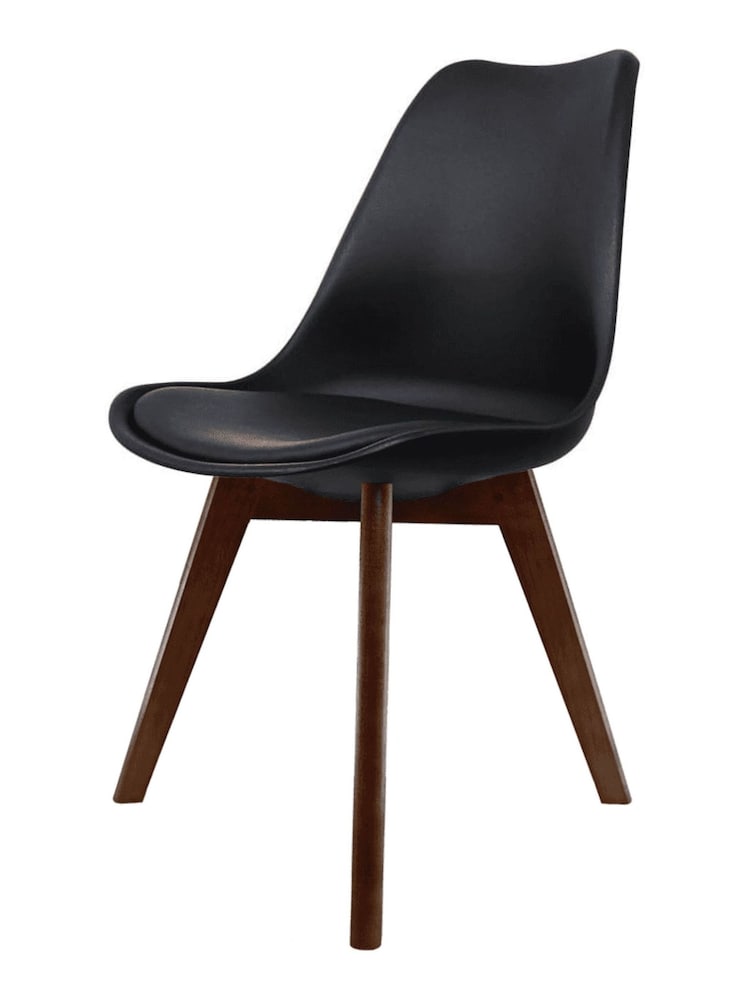 Fusion Living Black Soho Plastic Dining Chair with Squared Light Wood Dark Wood Leg Legs - Image 2 of 6